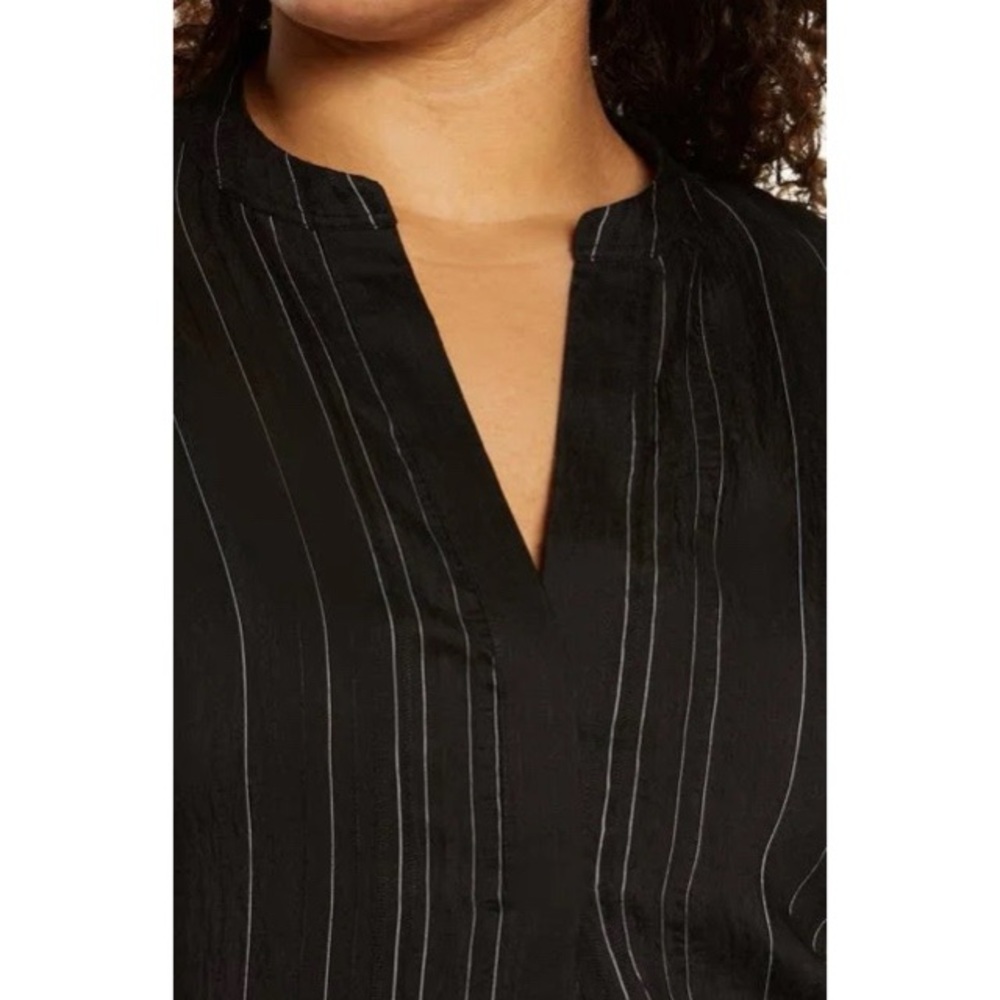 π€ PLUS VINCE BLACK WHITE STRIPE LOOSE FIT V-NECK SHORT SLEEVE TOP/TUNIC! - Picture 15 of 16